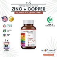 NU-FORMAT Zinc + Copper Strong Digestive & Reproductive Health Vegan Supplement - 60S