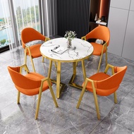 Tiancai Dining Set 4-Seaters Round Table Nordic light luxury furniture table and chair minimalist coffee milktea shop