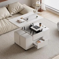 White Lift Top Coffee Table With Hidden Storage, 3 In 1 Multi-function Modern Folding Center Table W