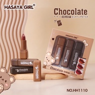 HASAYA GIRL Chocolate Velvet Matte Lipstick Set เซตลิปสติกเวลเวทแมทต์ ช็อกโกแลต สีชัดสวย ติดทน