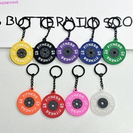HONEYHIVE​ Barbell Plates Key Chain, Mini Simulation Barbell Plates Keyring, Cool Creative Dumbbell 