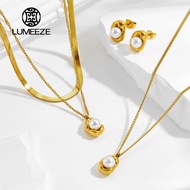 LUMEEZE 316L Stainless Steel New Fashion Fine Jewelry Minimalism 2-Layer Embed Pearls Charm Chain Ch