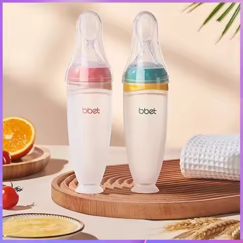 BBET Squeezing Feeding Bottle Silicone Newborn Baby Training Rice Spoon Infant Cerea Food Supplement