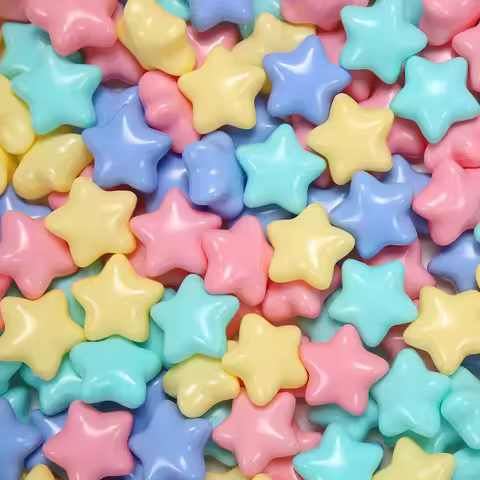 COLOBOBO 2.68 Inches 100pcs Thicken Small Size Star Shape 4colors Soft Plastic Ball Pit Balls for Ki