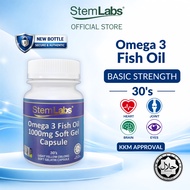 StemLabs Omega 3 Fish Oil 1000mg 30 Capsules | EPA DHA | Heart Brain Eye Joint Health [JAKIM Halal |