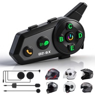 D2-6X Motorcycle Helmet Bluetooth Walkie-Talkie: 6-Person Intercom Music Sharing 2-in-1 Microphone 1