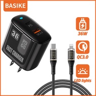 BASIKE【ประกัน 1ป】หัวชาร์ทไว type c PD หัวชาร์จเร็ว 36w หัวชาร์จไอโฟน ชุดชาร์จเร็ว QC4.0 Adapter หัวช