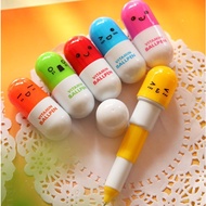 BORONG【30pcs】Capsule Shaped Colorful Retractable Ballpoint Pens Emoji Cute Fold Pen Pills Stationery