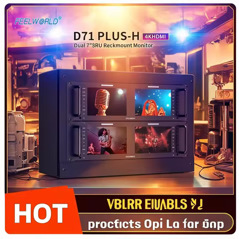 FEELWORLD D71 Plus -H Dual 7 Inch 3RU IPS 1920x1200 Broadcast LCD Rack Mount Monitor with HDMI, AV I