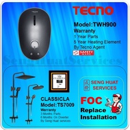 Tecno TWH900 Mineral Grey Instant Water Heater With Classicla TS7009BK Rain Shower [ FREE Replace Installation  ]