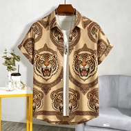 Men Shirt for Men Clothing Hawaiian Shirt Tropical Print Short Sleeve | Casual Beach Blouse Summer H