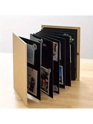 1本手風琴創意折疊頁面黑色diy相簿自粘寶藏圖片書,適用於家庭照片收藏、手作禮物贈送給朋友、情侶、同學等