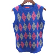 YOAK Vest Knit wool blue argyle Direct from Japan Secondhand