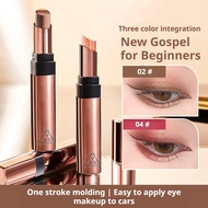 3-in-1 Waterproof Eyeshadow Stick Shimmer 3d Eye Makeup Three-color Long-lasting Stick Q5v0