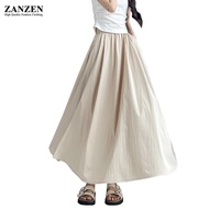 ZANZEN Skirt Panjang Wanita Longgar Skirt A-line 7 Warna Party Wear Casual Elegant Women Long Skirts