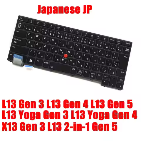 Japanese JP Laptop Keyboard For Lenovo For Thinkpad X13 Gen 3 L13 Yoga Gen 4 L13 2-in-1 Gen 5 Black 