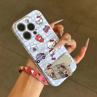 Hello Kitty Samsung S25-S22/A73/A55/A35/A13 Cute Mirror Stand Phone Case Anti-Scratch
