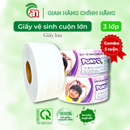 Combo 5 cuộn Giấy vệ sinh cuộn lớn chất lượng cao siêu dày tan nhanh PONYO JB700 3 lớp 700g - Thiên 