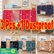 【24 Hours Ship】3PCS Bed Curtain Dormitory Curtain for Double Deck Bed Modern Kulambo with Curtain Co