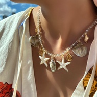 Necklace, beach leather bohemian summer starfish snail pendant necklace necklace necklace necklace n