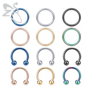 12 Pcs/lot 16G Multicolor Stainless Steel Nose Ring Horseshoe Septum Rings Hinged Setment Nose Click