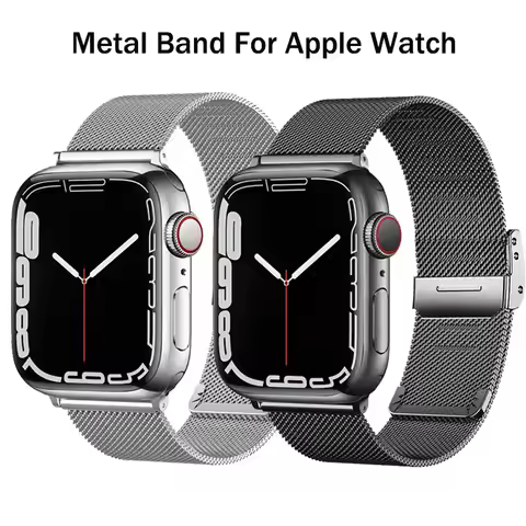 Milanese Loop Strap For Apple Watch Band 46mm 45mm 49mm 44mm 42mm 41mm Metal Stainless Steel Bracele