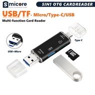 Memory Card Reader, 5 in 1, USB 3.0 C Type/USB/Micro USB, OTG Adapter, Compatible Memory Card, Memor