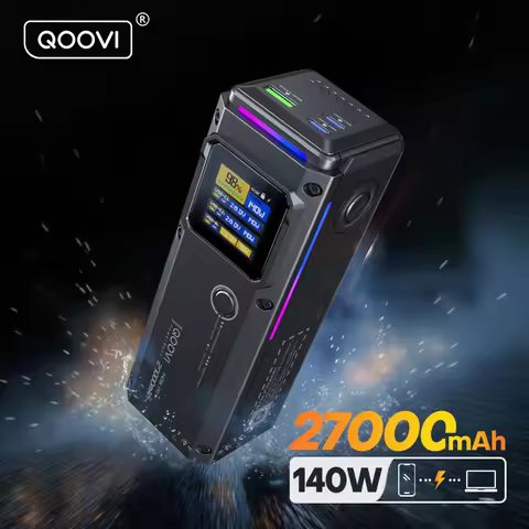 QOOVI 27000mAh Power Bank PD 140W Fast Charging Portable Battery Capacity Powerbank For iPhone Macbo