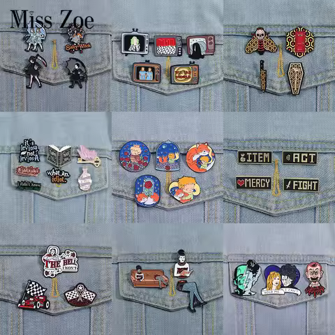 3-6 pcs/set Anime TV Movies Enamel Pins Horror Movie Characters Brooches Lapel Badges Jewelry Gift f