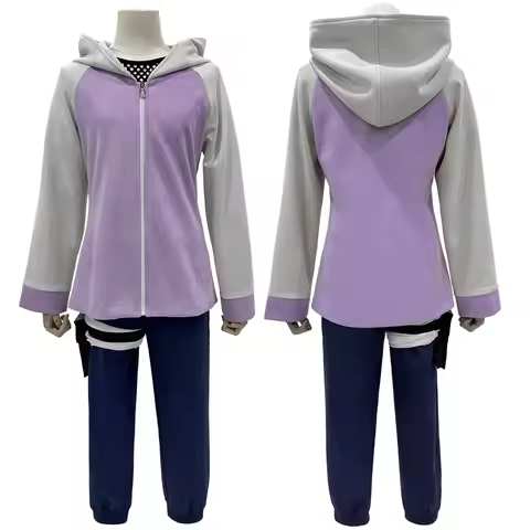 Anime Hyuga Hinata Cosplay Costume Wig Tracksuit Pants Fish Net Top Leg Pouch Cos Convention Daily W