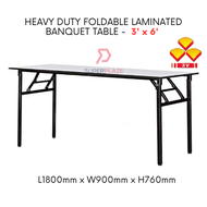 3V 3x6 Feet Heavy Duty Laminated Wood Top Banquet Table Folding Function Table