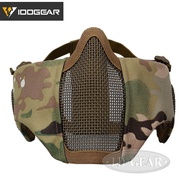 new IDOGEAR Airsoft Mask Mesh Half Face Mask With Ear Protection Paintball Gear 3601