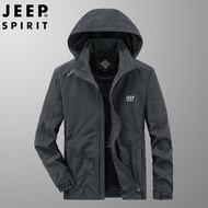 Jeep Tinh Thần Người Đàn Ông Của Áo Khoác Mới Đội Mũ Trùm mũ có thể tháo rời áo khoác Jacket mỏng Đà