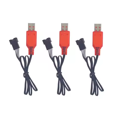 3PCS 7.4V SM-4P Plug USB Charging Cable For DE36W DE65 HM202 EC08 EC16 RC Car,M416 Electric Gel Ball