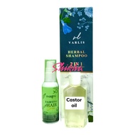 Varlis herbal shampoo and hair serum and castor oil set.