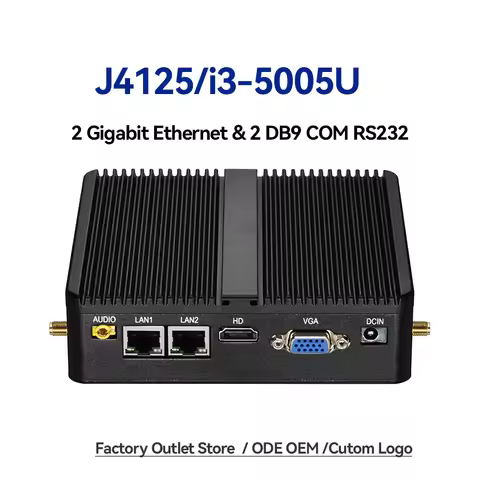 Industrial Fanless Mini PC Celeron J6412 Core i3-5005U Dual LAN 2*COM HDMI WIFI Windows 10 Nettop Of