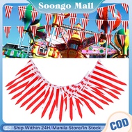 10 Meters Classic Red White Striped Pennant Banner Fiesta Triangle Flags for Carnival and Party Supp