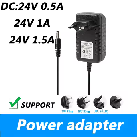 DC 24V 1500mA 24V 1A 24V 0.5A TV Charger 24V 1.5A Mobile DVD Power Adapter Power Cord 5.5*2.1MM UK P