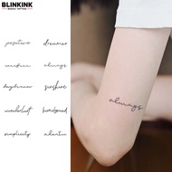 Simple Handwritten English Word Tattoo Stickers With Healing Single-Character Fine Lines