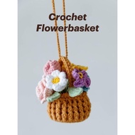 Crochet Flower Basket/knitted Flower Basket/crochet hanging car/