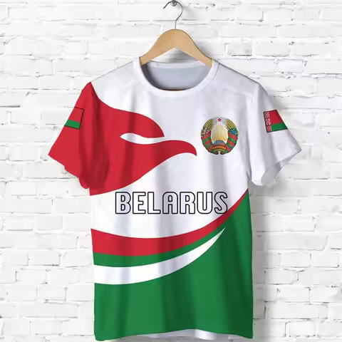 Belarus Men's T-shirts Casual Loose Round Neck Belarusian Flag BL Short Sleeve Tops Tees Men's Cloth