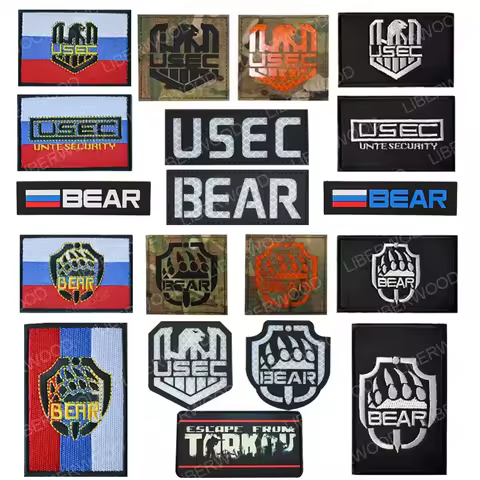 Russia Escape from Tarkov USEC BEAR Embroidered Patch Russian Game Infrared Reflective IR Applique T
