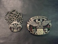 Harley Davidson 哈利銀彩色玫瑰鷹皮帶扣&同款銀彩色玫瑰鷹吊咀波鍊