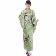 ยูกาตะหญิง ชุดญี่ปุ่นหญิง กิโมโนยาวผู้หญิง - สีเขียว Japanese Costume Geisha Kimono Women Yukata