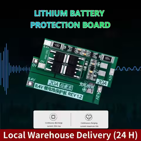 1-5PCS HW-391 2S 20A 7.4V 8.4V 18650 BMS Module 18650 Lithium Battery Charger Protection Board Stand