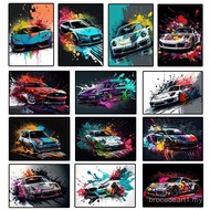 Colorful Vehicles Poster Canvas Art Pop Graffiti Lurxry Cars Print Murals Modern Wall Art Hanging Pi