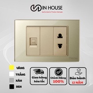 Tenko lan network socket with 2-pin wall socket, rectangular face, high-quality tempered glass TK-C1