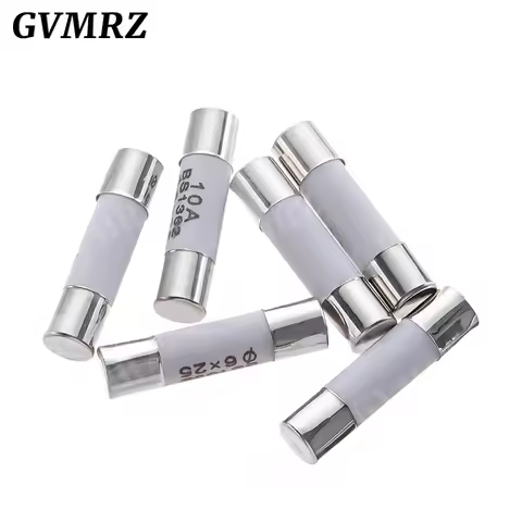 10PCS 6*25mm Ceramic Fuse 6*25 Ceramic insurance Tube 6X25MM 0.5A 1A 2A 3A 5A 6A 7A 8A 10A 15A 20A 2