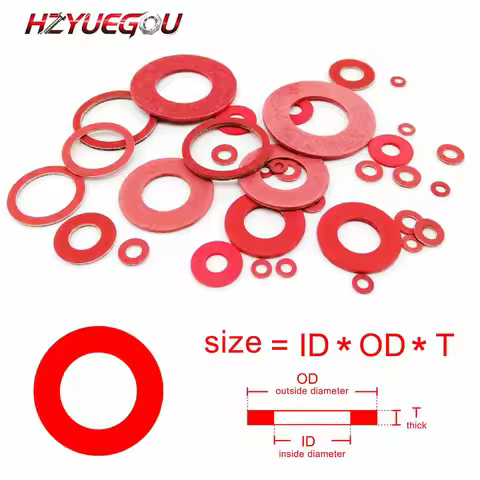 HZYUEGOU M2 M2.5 M3 M4 M5 M6 M8 M10 M12 M16 Red Steel Paper Fiber Insulating Flat Washer Insulation 