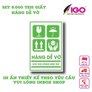 Set 8,000c IGO Fragile Goods Decal size 4 x 6 cm Blue